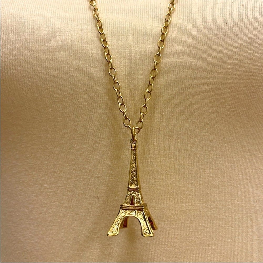 Kate Spade Parisian Lights Eiffel Tower Necklace 14k Gold plated 30” - Picture 8 of 11